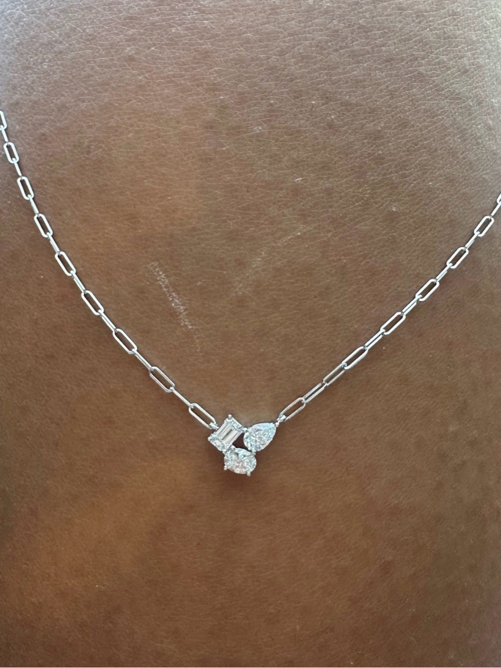 14K White Gold 0.55ctw Multi
Shape Natural Diamond
Paperclip Necklace